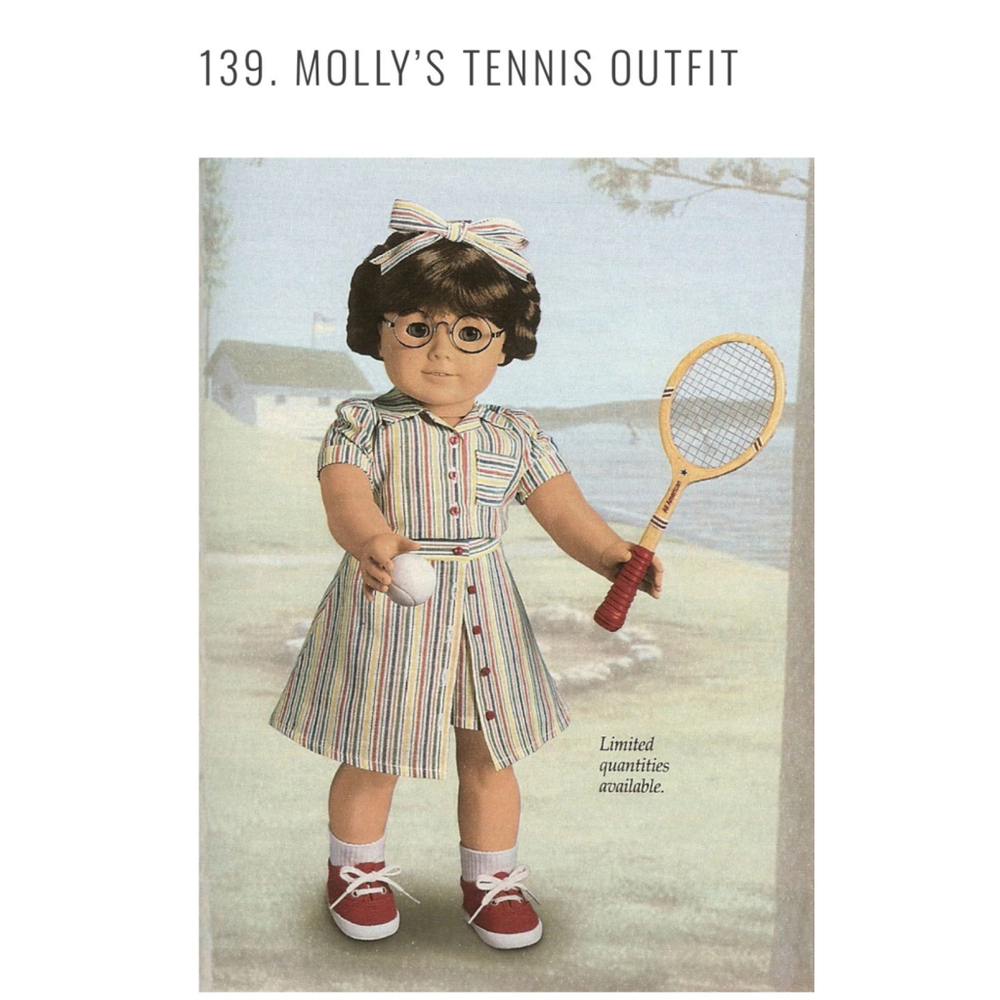 18" American Girl Doll 1997 Molly's Tennis Outfit Shirt,Skirt,Shorts,Shoes RARE!